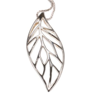 Sterling silver forest leaf pendant